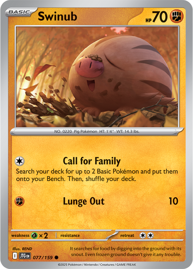 Pokémon TCG Swinub – JTG 077/159 Common Regular – EN