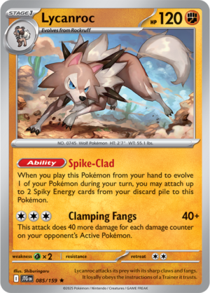 Pokémon TCG Lycanroc – JTG 085/159 Rare Reverse Holofoil – EN