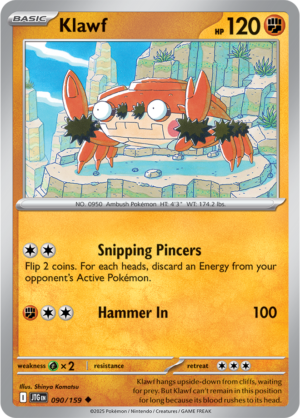 Pokémon TCG Klawf – JTG 090/159 Uncommon Reverse Holofoil – EN