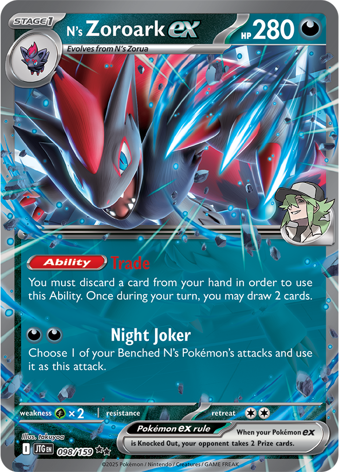 Pokémon TCG N's Zoroark ex – JTG 098/159 Double Rare Holo – EN