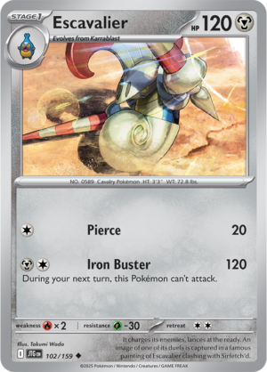 Pokémon TCG Escavalier – JTG 102/159 Uncommon Reverse Holofoil – EN