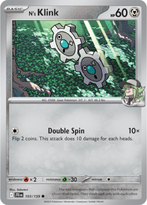 Pokémon TCG N's Klink – JTG 103/159 Common Reverse Holofoil – EN