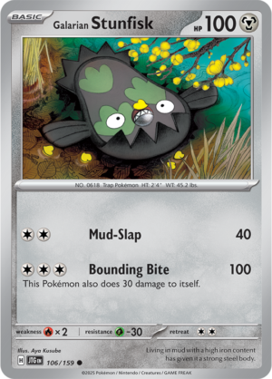 Pokémon TCG Galarian Stunfisk – JTG 106/159 Common Reverse Holofoil – EN