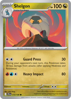 Pokémon TCG Shelgon – JTG 113/159 Common Reverse Holofoil – EN