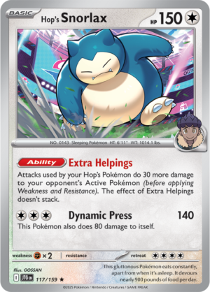 Pokémon TCG Hop's Snorlax – JTG 117/159 Rare Reverse Holofoil – EN