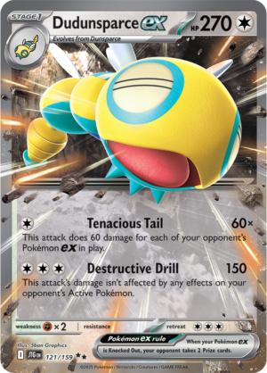 Pokémon TCG Dudunsparce ex – JTG 121/159 Double Rare Holo – EN