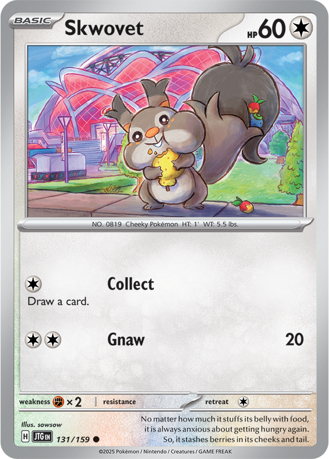 Pokémon TCG Skwovet – JTG 131/159 Common Reverse Holofoil – EN