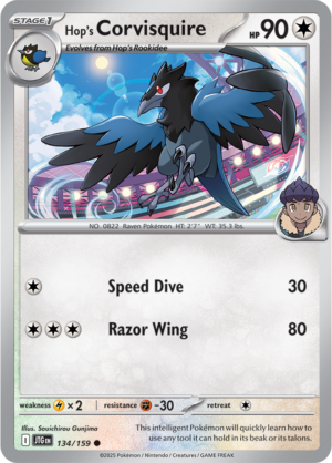 Pokémon TCG Hop's Corvisquire – JTG 134/159 Common Reverse Holofoil – EN