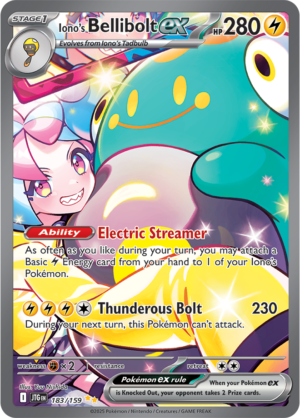 Pokémon TCG Iono's Bellibolt ex – JTG 183/159 Special Illustration Rare Holo – EN