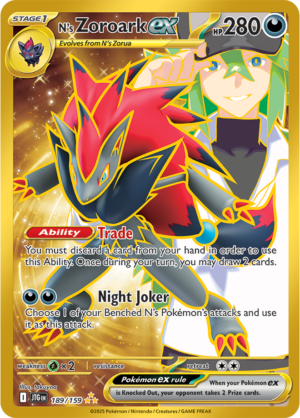 Pokémon TCG N's Zoroark ex – JTG 189/159 Hyper Rare Holo – EN