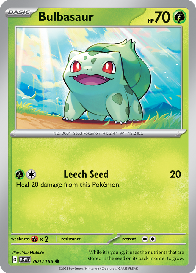 Pokémon TCG Bulbasaur – MEW 001/165 Common Regular – EN