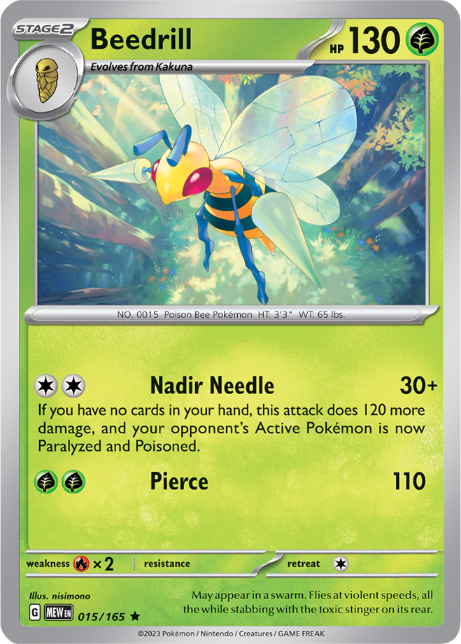 Pokémon TCG Beedrill – MEW 015/165 Rare Holo – EN