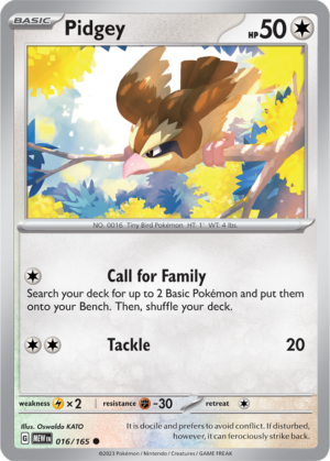 Pokémon TCG Pidgey – MEW 016/165 Common Regular – EN