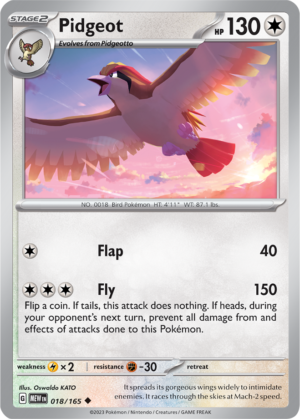 Pokémon TCG Pidgeot – MEW 018/165 Uncommon Regular – EN