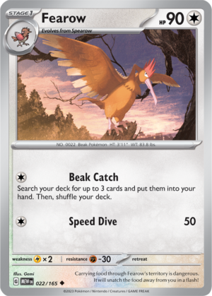 Pokémon TCG Fearow – MEW 022/165 Uncommon Regular – EN