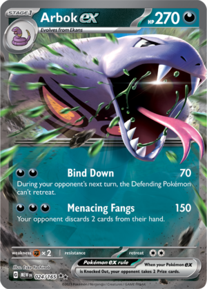 Pokémon TCG Arbok ex – MEW 024/165 Double Rare Holo – EN