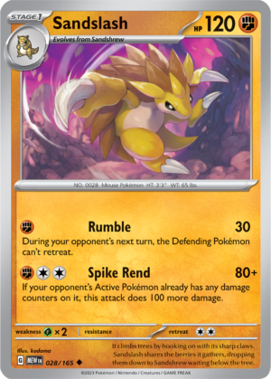 Pokémon TCG Sandslash – MEW 028/165 Uncommon Regular – EN