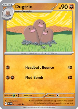 Pokémon TCG Dugtrio – MEW 051/165 Uncommon Regular – EN