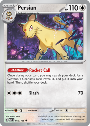 Pokémon TCG Persian – MEW 053/165 Uncommon Regular – EN