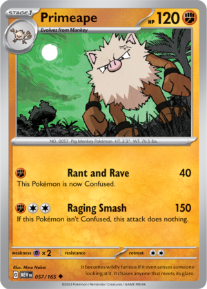 Pokémon TCG Primeape – MEW 057/165 Uncommon Regular – EN