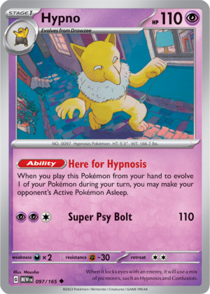 Pokémon TCG Hypno – MEW 097/165 Uncommon Reverse Holofoil – EN