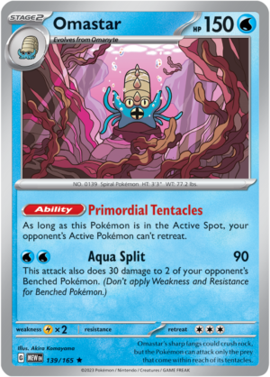 Pokémon TCG Omastar – MEW 139/165 Rare Reverse Holofoil – EN