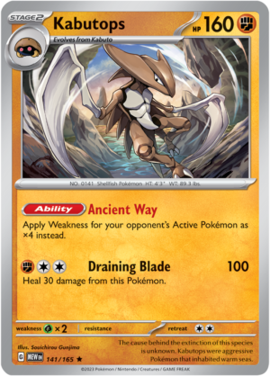 Pokémon TCG Kabutops – MEW 141/165 Rare Reverse Holofoil – EN