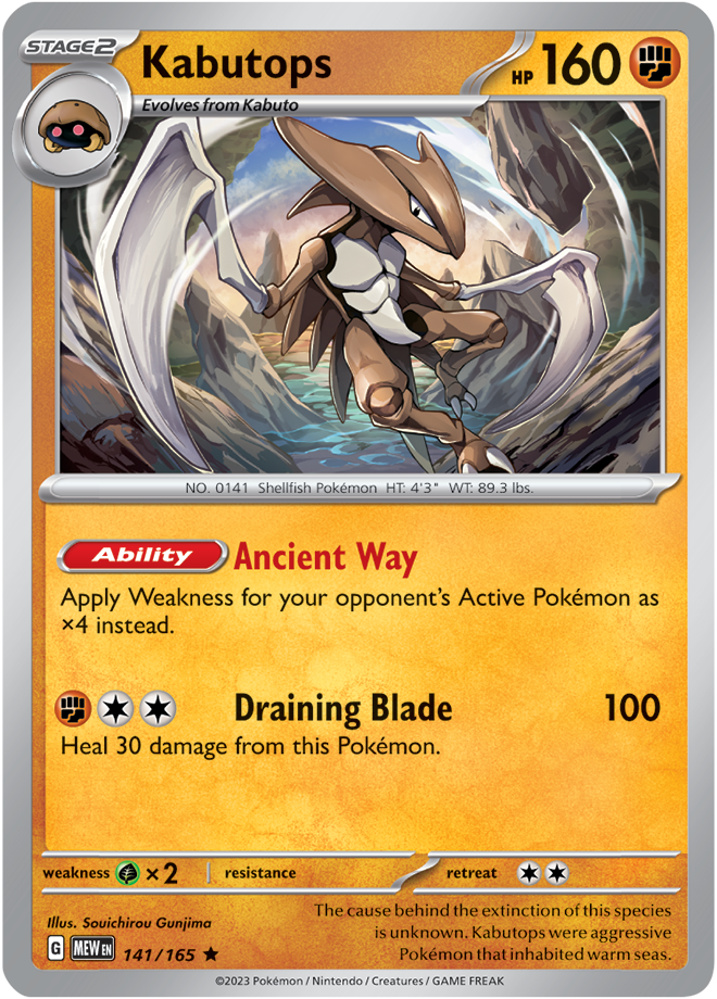 Pokémon TCG Kabutops – MEW 141/165 Rare Reverse Holofoil – EN
