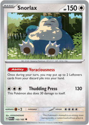 Pokémon TCG Snorlax – MEW 143/165 Uncommon Reverse Holofoil – EN