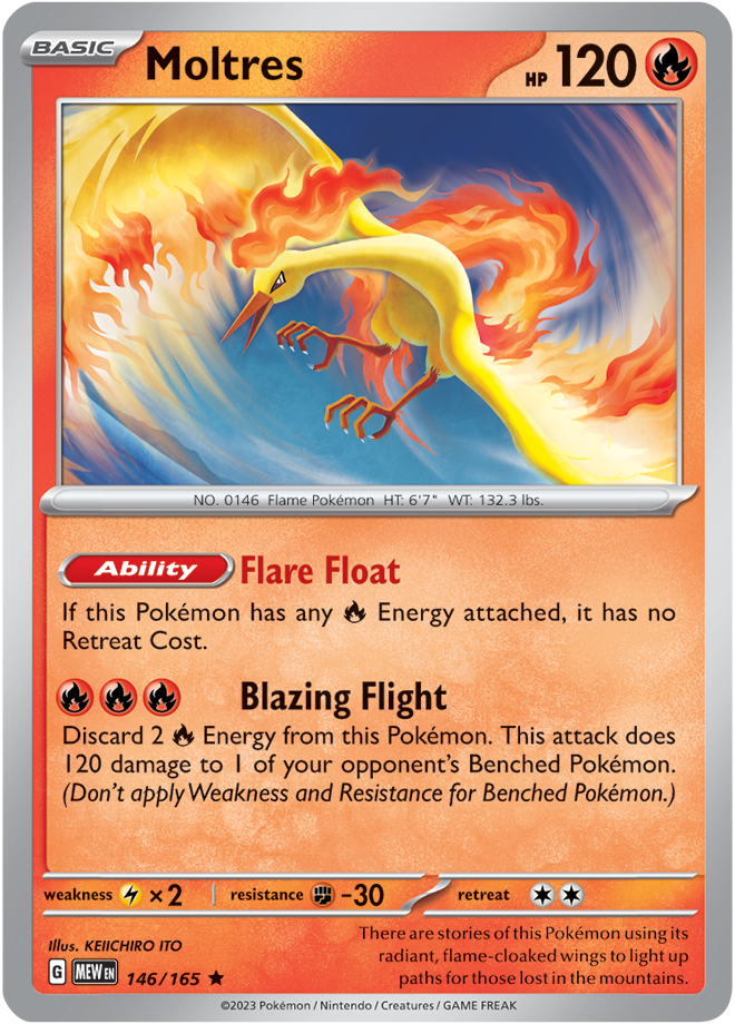 Pokémon TCG Moltres – MEW 146/165 Rare Reverse Holofoil – EN