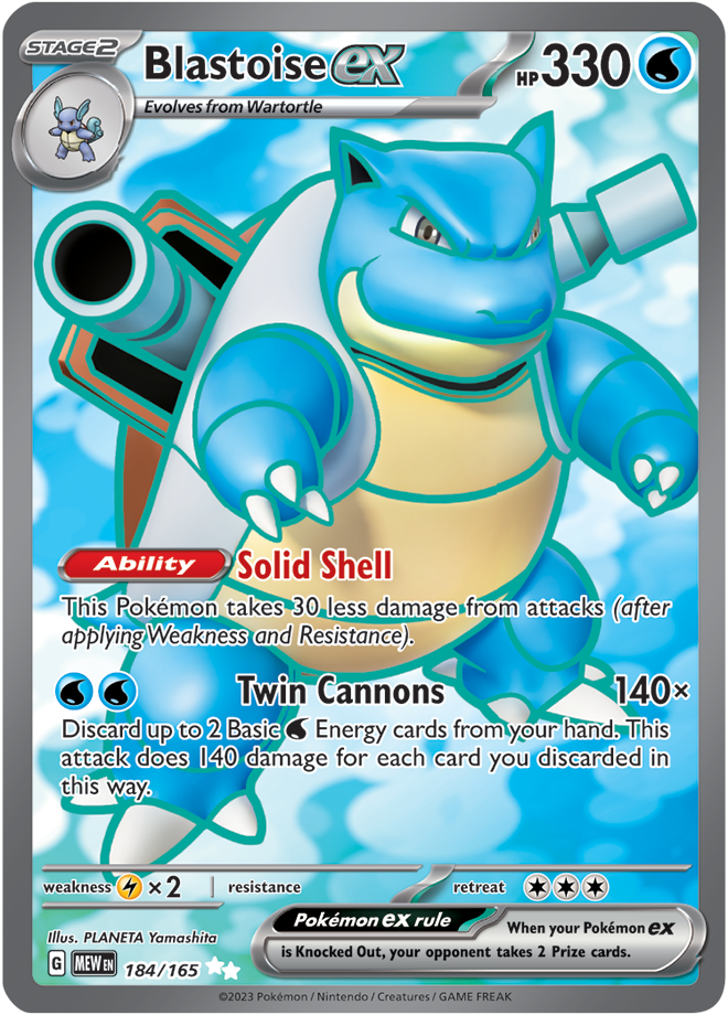 Pokémon TCG Blastoise ex – MEW 184/165 Ultra Rare Holo – EN