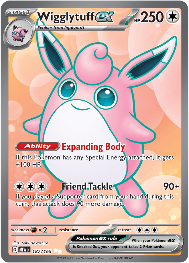 Pokémon TCG Wigglytuff ex – MEW 187/165 Ultra Rare Holo – EN