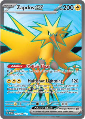 Pokémon TCG Zapdos ex – MEW 192/165 Ultra Rare Holo – EN
