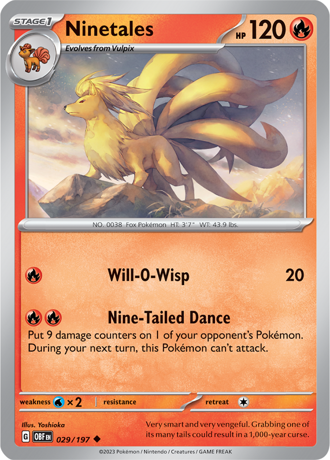 Pokémon TCG Ninetales – OBF 029/197 Uncommon Regular – EN