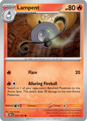 Pokémon TCG Lampent – OBF 037/197 Common Reverse Holofoil – EN