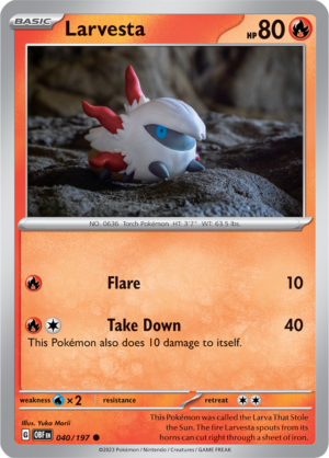 Pokémon TCG Larvesta – OBF 040/197 Common Reverse Holofoil – EN