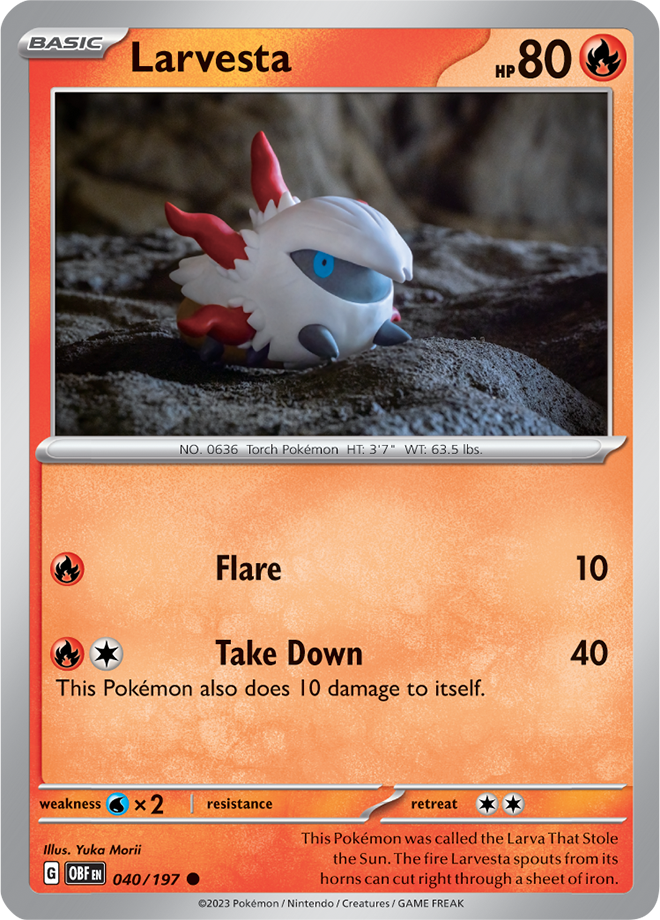 Pokémon TCG Larvesta – OBF 040/197 Common Reverse Holofoil – EN