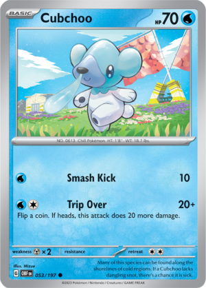 Pokémon TCG Cubchoo – OBF 053/197 Common Reverse Holofoil – EN