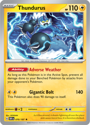 Pokémon TCG Thundurus – OBF 070/197 Rare Holo – EN