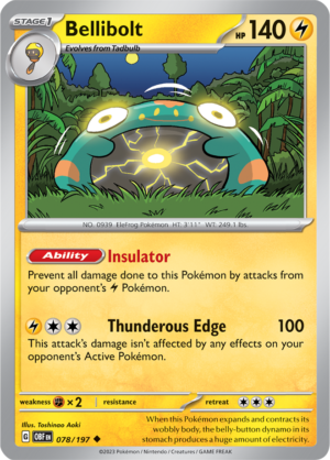 Pokémon TCG Bellibolt – OBF 078/197 Uncommon Reverse Holofoil – EN