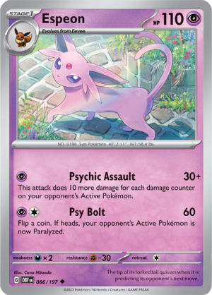 Pokémon TCG Espeon – OBF 086/197 Uncommon Reverse Holofoil – EN