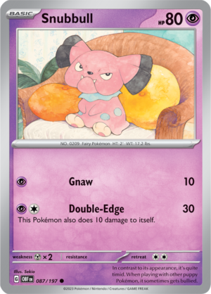 Pokémon TCG Snubbull – OBF 087/197 Common Reverse Holofoil – EN