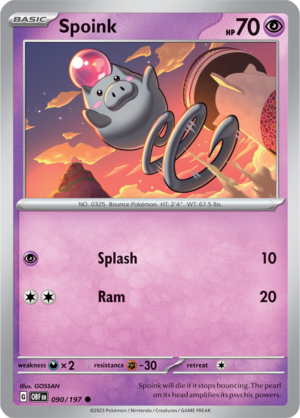 Pokémon TCG Spoink – OBF 090/197 Common Reverse Holofoil – EN