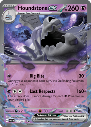 Pokémon TCG Houndstone ex – OBF 102/197 Double Rare Holo – EN