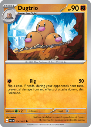 Pokémon TCG Dugtrio – OBF 104/197 Uncommon Reverse Holofoil – EN