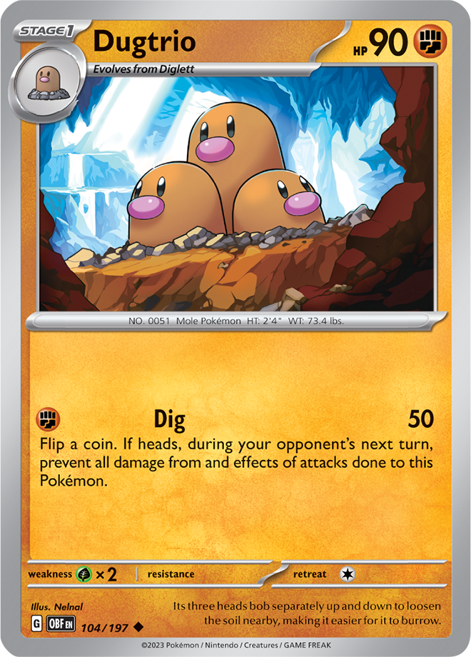 Pokémon TCG Dugtrio – OBF 104/197 Uncommon Regular – EN