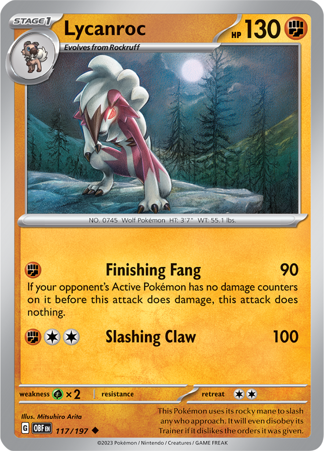Pokémon TCG Lycanroc – OBF 117/197 Uncommon Regular – EN
