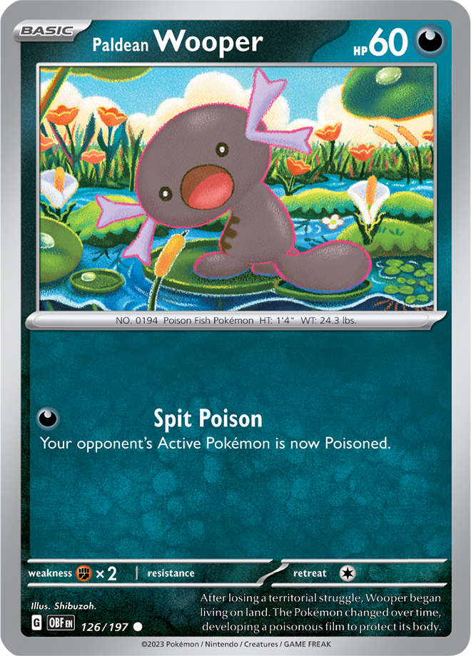 Pokémon TCG Paldean Wooper – OBF 126/197 Common Reverse Holofoil – EN