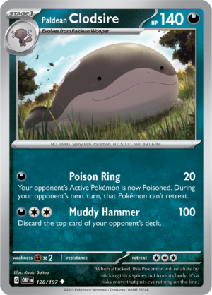 Pokémon TCG Paldean Clodsire – OBF 128/197 Uncommon Reverse Holofoil – EN