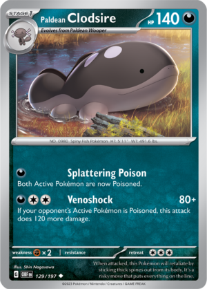 Pokémon TCG Paldean Clodsire – OBF 129/197 Uncommon Reverse Holofoil – EN